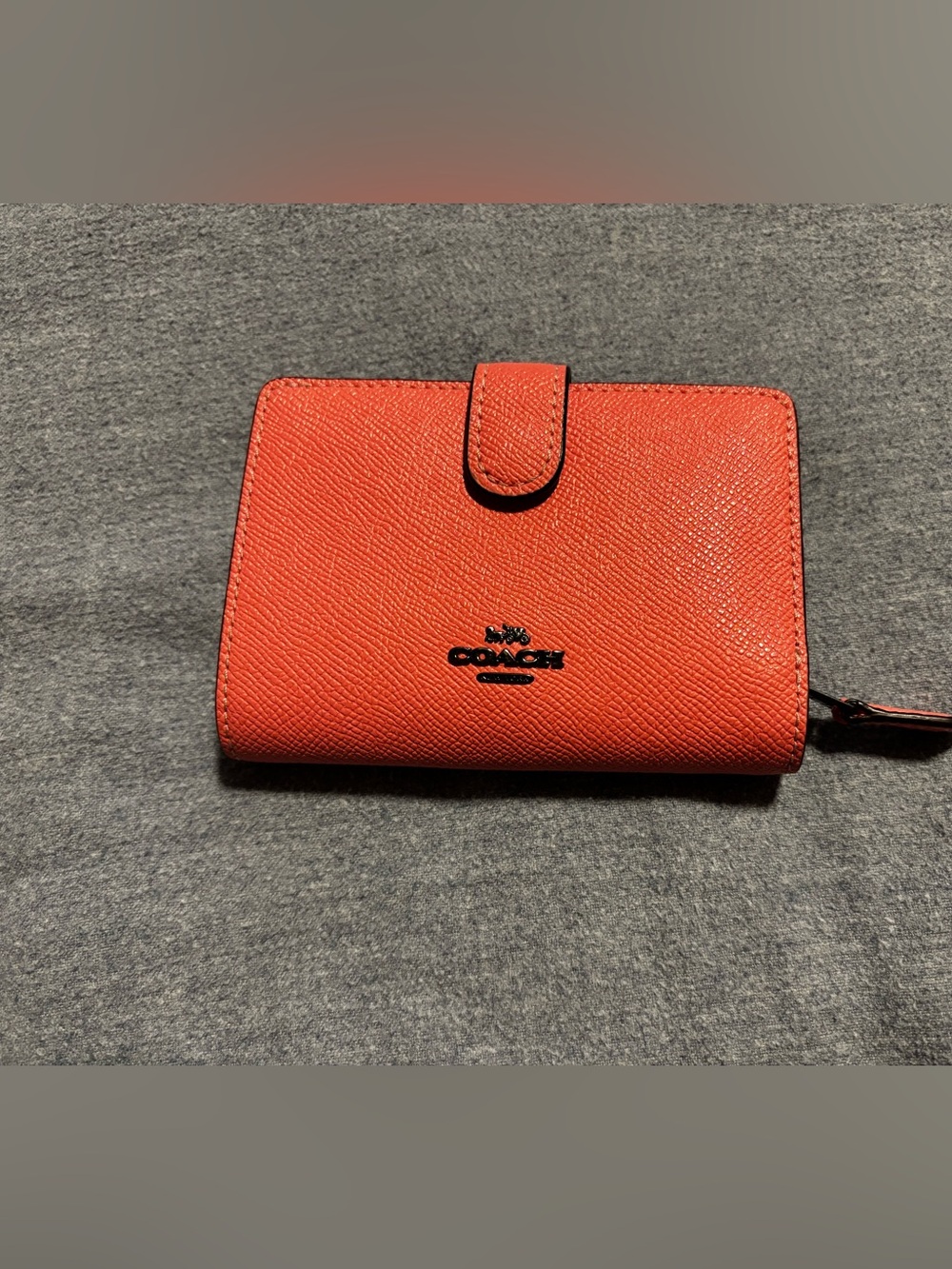 Coach Coral-Pink Pebbled Leather Snap Wallet
